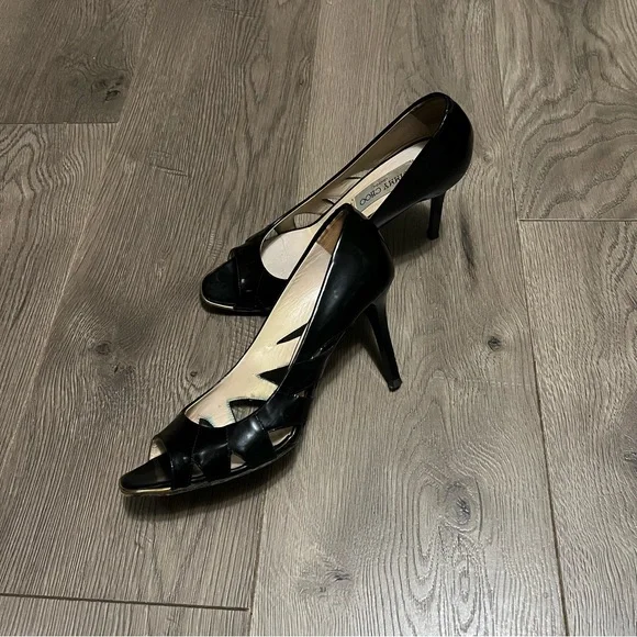 Jimmy Choo black patent leather peep toe heels - Picture 2 of 8